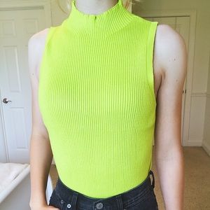 Ribbed Neon Turtleneck Tank